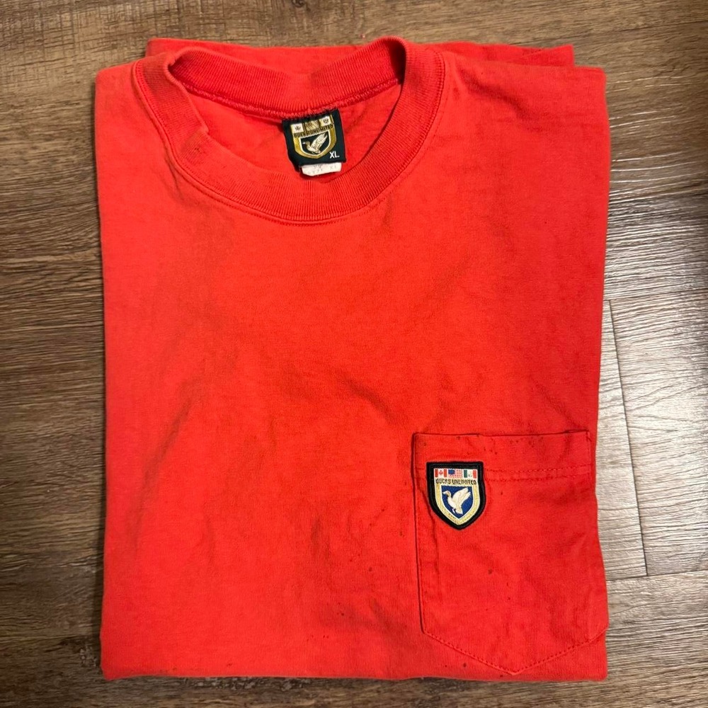 Vintage 90s Ducks Unlimited Pocket Tee Red Mens XL Short Sleeve T-Shirt